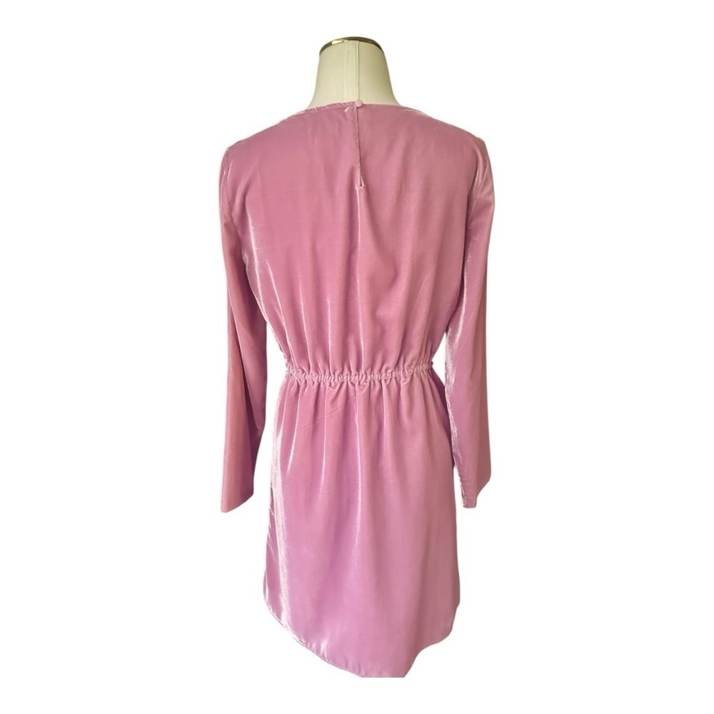 NWT J.Crew Beautiful Velvet Feel Pink Long Sleeve Dress Stretch Waist Size 2 - Picture 6 of 10